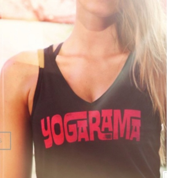 YogaRx Yogarama Black Red Workout Yoga Sleeveless Tank Top Size Medium - Picture 2 of 7